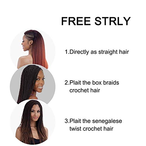 Liang Dian Pre-Stretched Braiding Hair 22 inch 6 packs Hot Water Setting Synthetic Hair Crochet Braiding Hair Extension(mixed black/dark blue/light blue)