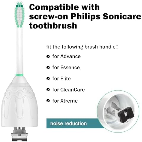 Toothbrush Heads for Philips Sonicare Replacement Brush Heads Medium Soft Dupont Bristles Electric Toothbrush Replacement Heads Fit E-Series Essence Xtreme Elite Advance and CleanCare, 6 Pack