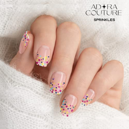 Semi Cured Gel Nail Strips with 20 Pieces, Salon Quality Nail Wraps for Women, Confetti ColorfulUV Gel Nail Stickers, UV Light Required, Sprinkles