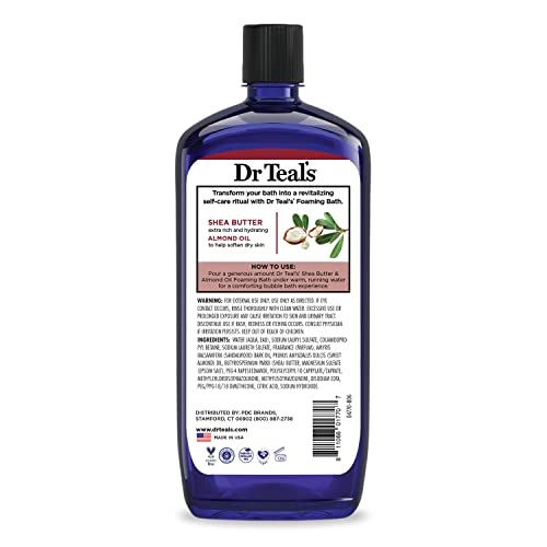 Dr Teal's Foaming Bath with Pure Epsom Salt, Shea Butter & Almond, 34 fl oz (Pack of 4)