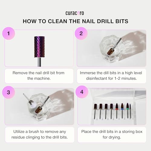 Curacoro Nail Drill Bits 3/32'' - Small Barrel Carbide Bit (Fine) for Professional Finish, Gently Remove, Buff & Polish Gel Nails, Nail Art Pedicure Manicure Salon & Home
