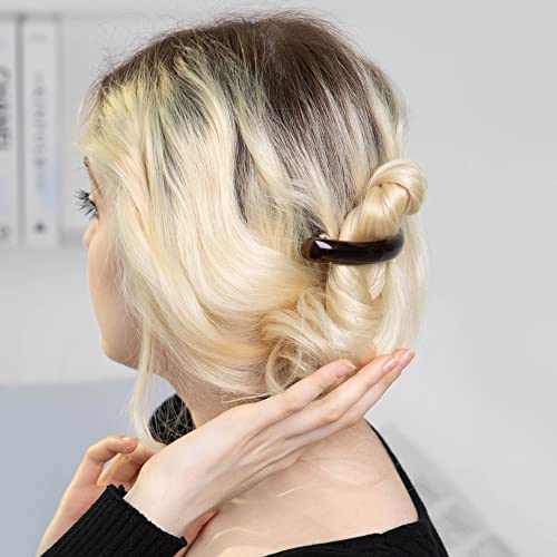 Stylish Tortoise Shell Hair Clip - Autoclasp Barrettes For Styling in an Updo, Bun, Ponytail - Strong Korea Made Accessory for Thick, Medium Volume Hair - Set of 3 Pieces, 3 Colors
