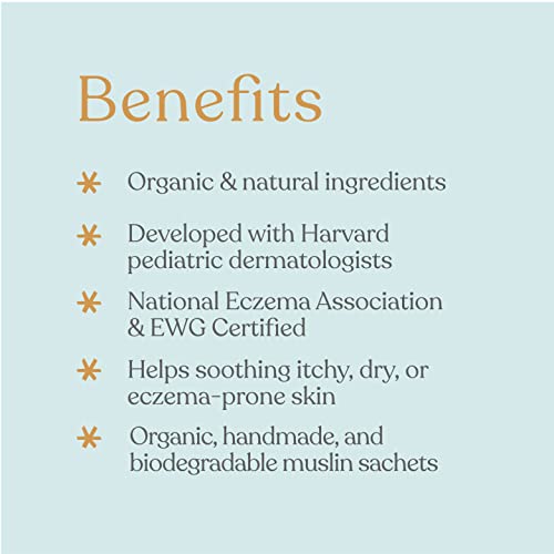 Oatmeal Bath Soak for Babies Kids & Adults - Baby Bath Tea Soaks Made with Prebiotics to Relieve Dry, Itchy, Eczema Prone Skin While Gently Cleansing, Fragrance Free I 4 Bath Tea Soaks