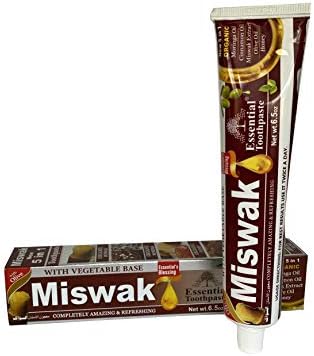 Essential Palace (Pack of 6) Organic Miswak Herbal Whitening Toothpaste - Refreshing- with Moringa Oil, Cinnamon Oil, Miswak Extract, Olive Oil & Honey- 100% Fluoride Free & Vegetable Base - 6.5 Oz