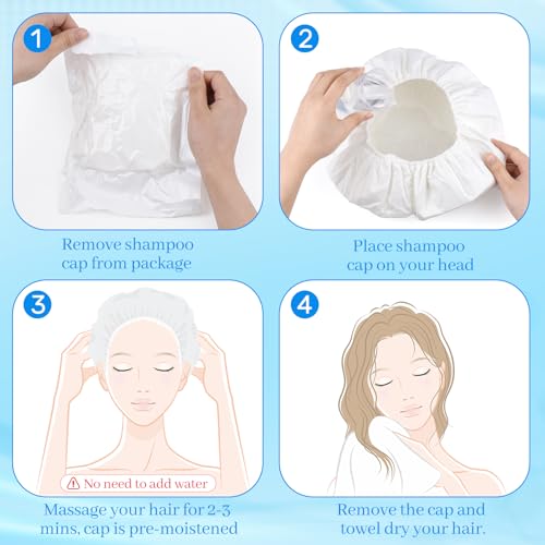 Shampoo cap 6 Pack, No-Rinse Shampoo Cap, Waterless Shampoo and Conditioner Suitable for Adults, Bedridden and Seniors Suitable for Adults, Bedridden and Elderly, Hospitals, Camping