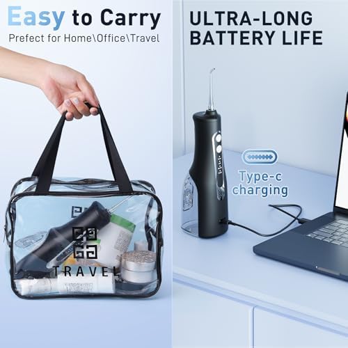 Water Dental Flosser Teeth Pick - 4 Modes Cordless Oral Irrigator - 300ML Portable and Rechargeable IPX7 Waterproof - Water Dental Piks for Cleaning for Home Travel - Oral Dental Care Fsa Hsa