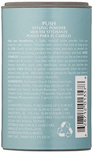SURFACE Hair - Push Styling Powder - Lift Roots, Add Texture With A Natural Matte Finish, 0.35 Oz.