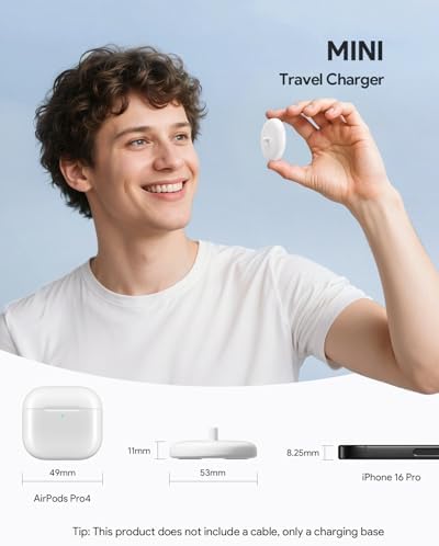 Electric Toothbrush Travel Charger Replacement Slim Compatible with Philips Sonicare HX Series Electric Toothbrush, Inductive Mini Portable Charger Base-Type C(White)