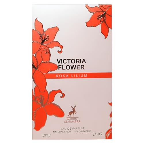 Maison Alhambra Victoria Flower Rosa Lilium – Fresh, Floral, Creamy, Musky – Eau de Parfum Spray Long-Lasting Fragrance for Women, 3.4 Ounce / 100 ml