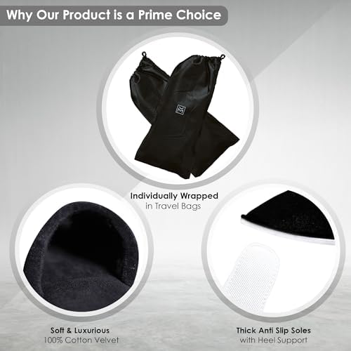 MODLUX Spa Slippers, 6-12 Pairs Cotton Velvet Closed Toe Disposable Slippers for Guests with Travel Bags, House, Indoor, Bathroom, Bedroom, Hotel, Bride Slippers