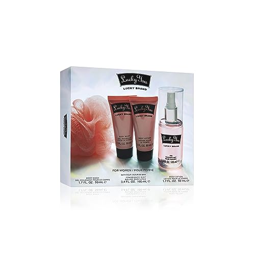 Lucky Brand, Lucky You Women's Fragrance 4 Piece Bath Set, 3.4 fl. Oz
