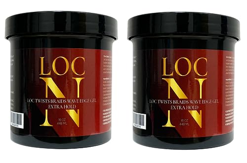 LOC N Edge Gel Extra Hold – Pack of 2 (16 oz Each) | Strong Hold for Locs, Twists, Braids & Edges | Non-Greasy, Natural Ingredients, All Hair Types