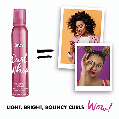 Umberto Giannini Curl Whip Curl Activating Mousse, Vegan & Cruelty Free Frizz Solution Mousse for Curly or Wavy Hair, 200 ml