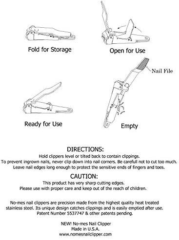 Fingernail and Toenail Clipper Gift Set, Catches Clippings, Built-in Nail File, Made in USA