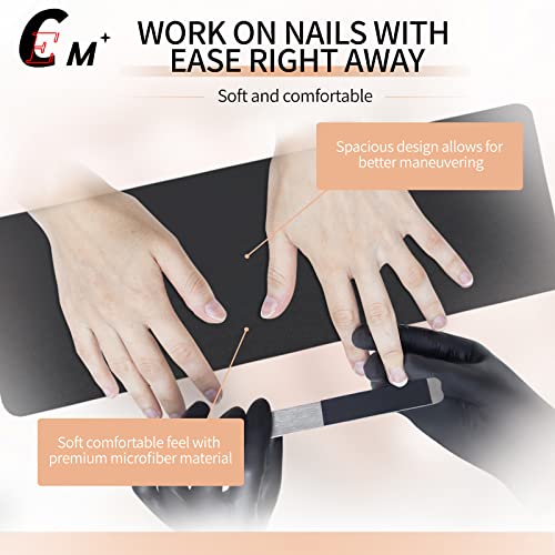 Manicure Hand Rest,Nail Arm Rest for Nail Tech,Manicure Pillow For Nails Toenails,Big Hand Rest with Soft Cushion,Black
