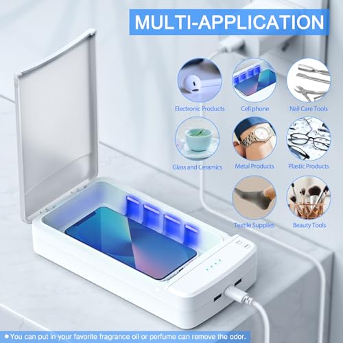 UV Nail Tool Cleaner Box - Nails Tips Art Portable USB Nail Machine, Plastic Cleaner Tool for Nail, Salon, Tweezers, Jewelry, Phone, Nail Tech Supplies, Nail Tech Must Haves
