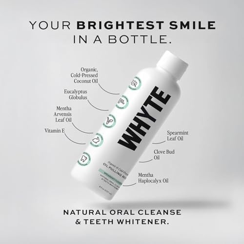 Whyte Spearmint Oil Pulling Rinse with Organic Cold-Pressed Coconut Oil, Helps Maintain Gum Health & Freshens Breath - 8 fl oz
