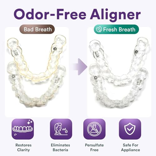 Weiss Naturals Retainer Cleaner Tablets, Invisalign Cleaner, Remove Stains, Odors & Plaque, FSA & HSA Eligible, PERSULFATE FREE Night Guard & Denture Cleaner 4-Month Supply, 120 Grape Scented Tablets