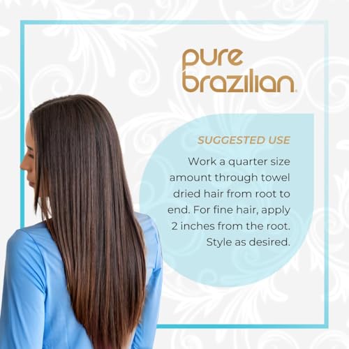 Pure Brazilian Anti-Frizz Daily Leave-In Serum, Strengthening Hair Treatment to Fortify & Protect from Heat & UVA/UVB, 13.5 Ounce (400 Milliliter)