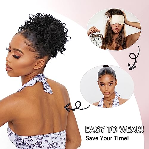 Lommel Messy Bun Hair Piece for Women 70g Elastic Drawstring Loose Wave Curly Hair Buns HairPiece Synthetic Hair Bun Hair Extensions for Women Daily Use(Dark Brown)
