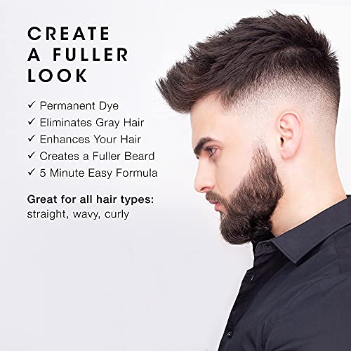 Pacinos Hair & Beard Color Kit (Dark Brown) - Hair Color For Men, Eliminates Grays in 5 minutes, Easy to Apply Brush-In Formula, Enhances Appearance of Hair, For Moustache & Beard