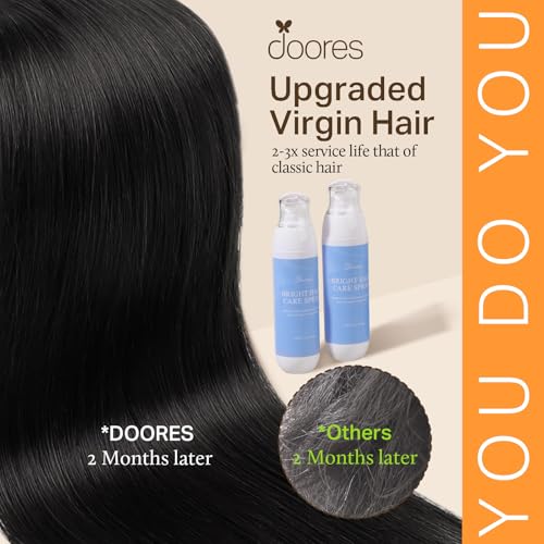 DOORES Clip in Hair Extensions Real Human Hair, Dark Brown 150g 9pcs 20 Inch, Clip in Extensions Real Natural Weft for Women Thick Silky Straight Weft