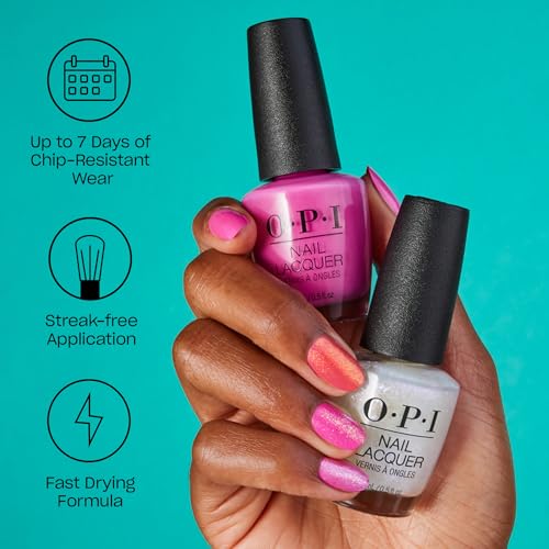 OPI Nail Lacquer Nail Polish | Opaque Light Blue Purple Shimmer Chip Resistant Nail Polish | Vegan, Fast Drying, Streak Free