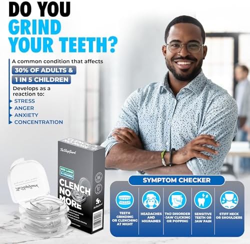 Mouth Guard for Clenching Teeth at Night [Pack of 4, Large Size - Men] – Custom Night Guards for Teeth Grinding – Nighttime Protection During Sleep for Adults