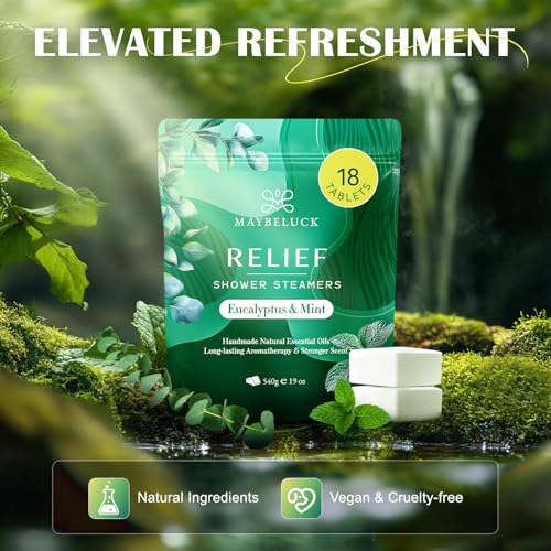 Eucalyptus Mint Shower Steamers 18 Pack - Includes Opener for Easy Opening, Eucalyptus for Shower, Aromatherapy Birthday Gifts for Women & Men, Essential Oil Bombs for Home Spa & Self Care Relaxation