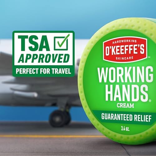 O'Keeffe's Working Hands Hand Cream (3.4 oz Jar) and Healthy Feet Foot Cream (3.2 oz Jar) - Repairing Skincare for Extremely Dry, Cracked Hands and Feet, Travel Size