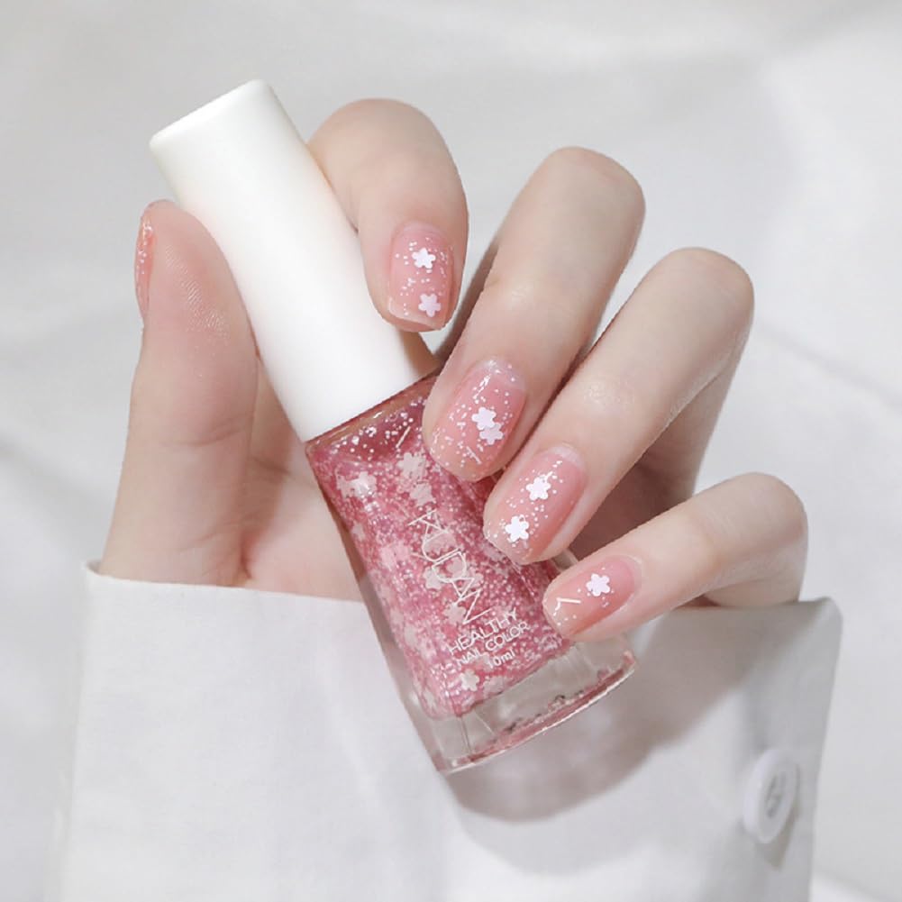 Nail Polish set - Nail Lacquer Quick Dry, Full Size, Vibrant, Colorful, Trendy, Glitter, Glossy, Metallic, Matte Nail Art Nail Shades (N35 Cherry Blossom Fairy, 52g)