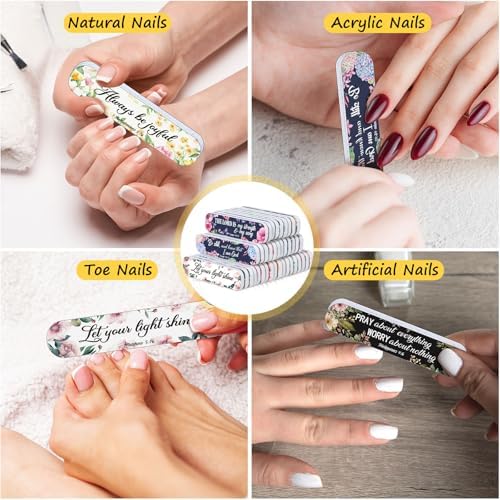 200 Pcs Christian Bible Verse Nail Files Gift for Women Religious Scripture Nail Emery Boards Colorful Floral Inspirational Nail Buffering Files Inspirational Scripture Manicure Tools Bulk