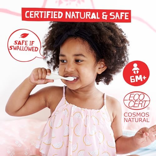 Jack N' Jill Natural Toothpaste for Kids - Fluoride Free Toothpaste, 40% Xylitol, BPA Free - Strawberry & Blueberry, 1.76 oz (2 Pack)