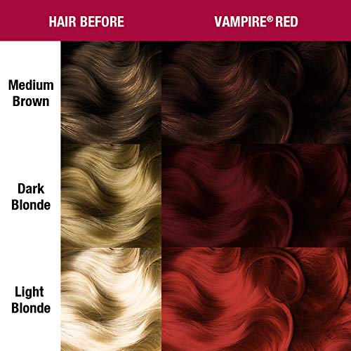 MANIC PANIC Vampire Red Amplified Semi-Permanent Hair Dye - Deep Blood Red Shade Can Give Burgundy Tones to Unbleached Hair - Works on Dark & Light Shades - Vegan, PPD & Ammonia Free (4oz)