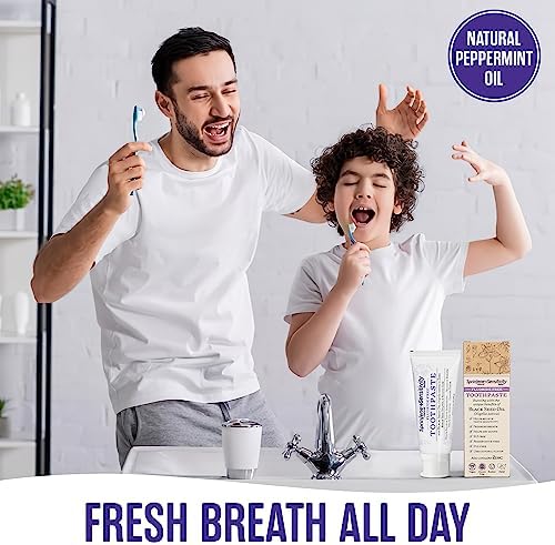 SprinJene Fluoride Free Toothpaste for Sensitive Teeth & Gum Fresh Breath Helps Dry Mouth Natural Non Fluoride Toothpaste for Adult SLS Free, Toxic Preservative Free with Black Seed Oil & Zinc 2 Pack