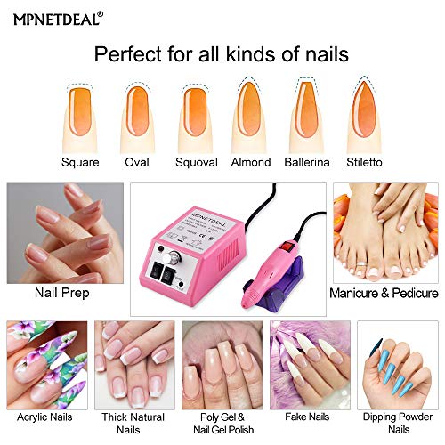 Electric Nail Drills Machine e File Dremel buffers Sanding Bands Bits for Acrylic Nails Gel Polish Glazing Art Set Polisher Grinder Filer Manicure Pedicure Kit máquina uñas acrilicas Pink