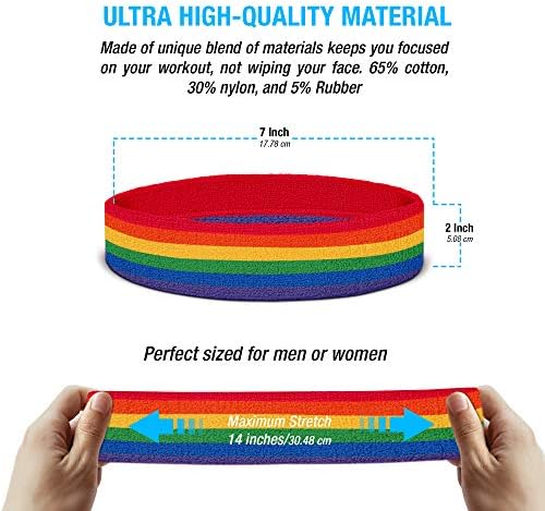 Suddora Striped Sweatband Set, Moisture Wicking 2 Wristbands and 1 Headband, Breathable Athletic Sweat Bands for Sports, Costumes & Cosplay, Matching Bands to Wear with Jersey