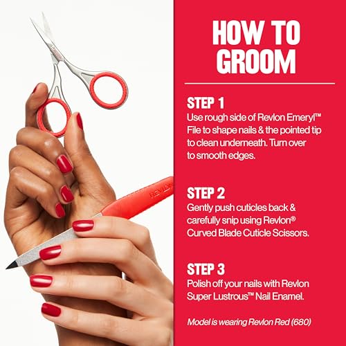 Revlon Cuticle Scissors, Manicure Tool for Safe Nail Care, Hangnail Trimming, Ultra-Fine Stainless Steel Curved Blade, 1 Count