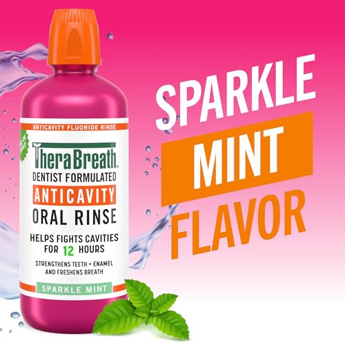 TheraBreath Anticavity Fluoride Mouthwash, Sparkle Mint, Dentist Formulated, 1 Liter