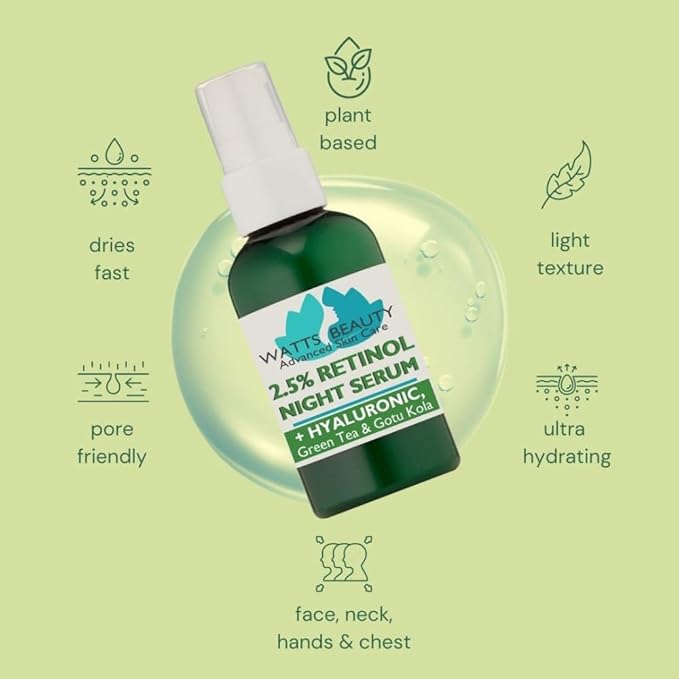 2.5% Retinol Serum Enhanced with 50% Hyaluronic Acid - Anti Aging Retinol for Fine Lines, Wrinkles, Blemishes, Large Pores & More - No Parabens, No Animal Testing or Ingredients (1oz)