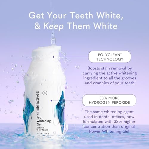 Smileactives Teeth Whitening Kit, Complete at Home Teeth Whitening Treatment, Travel Size Tooth Whitening, Stain Remover for White Teeth, Contains Clinical-Grade Hydrogen Peroxide, 30 Day Kit