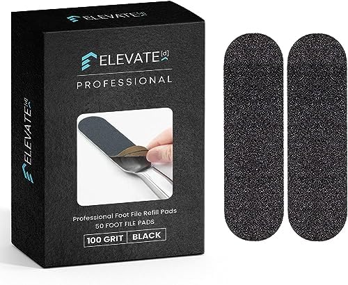 Professional Pedicure File Refills - Pack of 50 Foot File Replacement Pads - Black - Disposable Foot Files for Pedicures - Pedi Foot File Pads with Water Resistant Strong Adhesive (100 Grit)