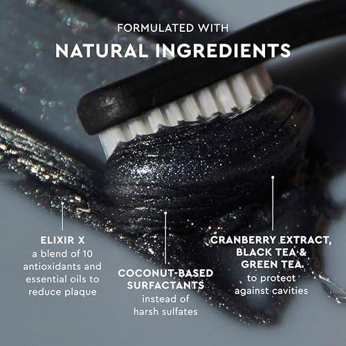 MOON Charcoal Toothpaste, Whitening Stain Removal for Everyday Brightening - SLS Free Teeth Whitening Toothpaste Without Fluoride - Vegan - Reduce Plaque & Support Gum Health - Peppermint (2 Pack)