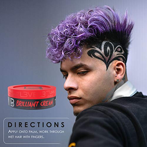 L3 Level 3 Brilliant Cream - Improves Hair Texture and Shine - Delivers a Natural Hair Style Look Hydrates your Hair
