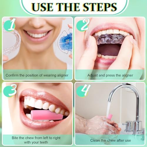 Konohan 110 Pcs Aligner Chew Orthodontic Chew for Aligner Tray Seaters Silicone Chompers Teeth Dental Invisible Accessories, 11 Colors and Flavors