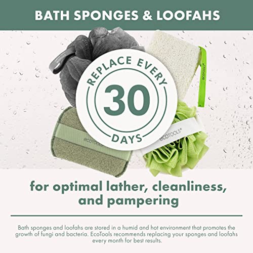 EcoTools Green 2-in-1 EcoPouf, Dual-Sided Shower Loofah Exfoliates & Cleanses Skin, Made of Recycled Netting, Removes Dead Skin, Eco-Friendly Bath Accessory, Cruelty-Free, 6 Count (60g)