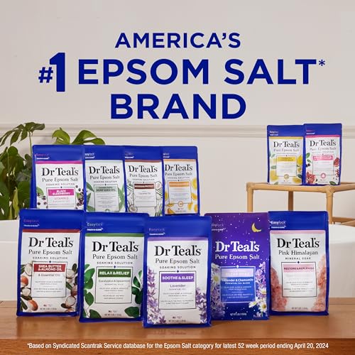 Dr Teal's Epsom Salt Magnesium Soak, Restorative Minerals with Magnesium, Potassium, Zinc & Essential Oils, 3 lbs (Pack of 4)