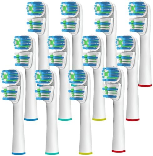 Replacement Brush Heads Compatible with OralB Braun- Best Double Clean, Pack of 12 Electric Toothbrush Replacement Heads- for Oral B Pro, 1000, 8000, 9000, Adults, Kids, Vitality, Dual Plus!