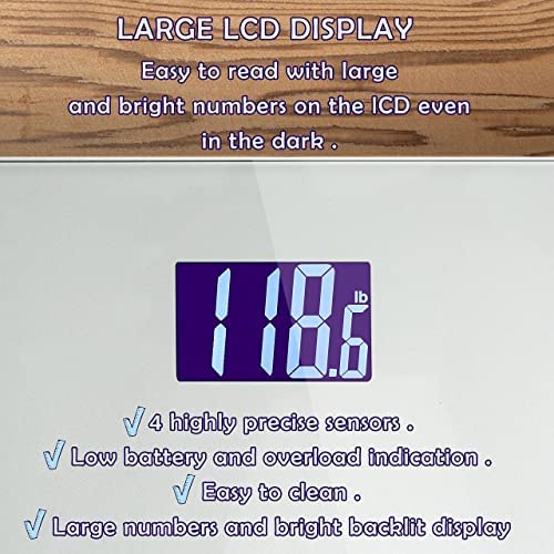 Moss & Stone Digital Bathroom Scale for Body Weight, Smart Scale Step-on Technology, Easy Read LCD, Weight Scale 400lb/180kg, Digital Home Scale, Highly Accurate Body Weight Scale, Silver
