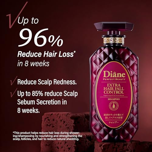 Moist Diane Hair Thickening Shampoo for Men & Women, Anti Hair Loss Shampoo for Thinning Hair with Keratin, Argan Oil, Marine Protein, Ginseng& Wasabi Extract from Japan 15.2 Fl Oz HAIR FALL CONTROL